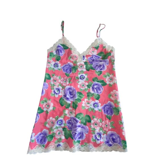 Victoria's Secret 80s Vintage Camisole Gold Label Floral Pink Purple Roses Smal - Picture 10 of 10